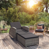 vidaXL Sun Lounger with Cream Cushion Poly Rattan Black