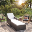 vidaXL Lit avec coussin crème en rotin poly noir