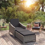 vidaXL Ligbed met crèmewit kussen poly rattan zwart