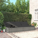 vidaXL Ligbed met kussens converteerbaar poly rattan zwart