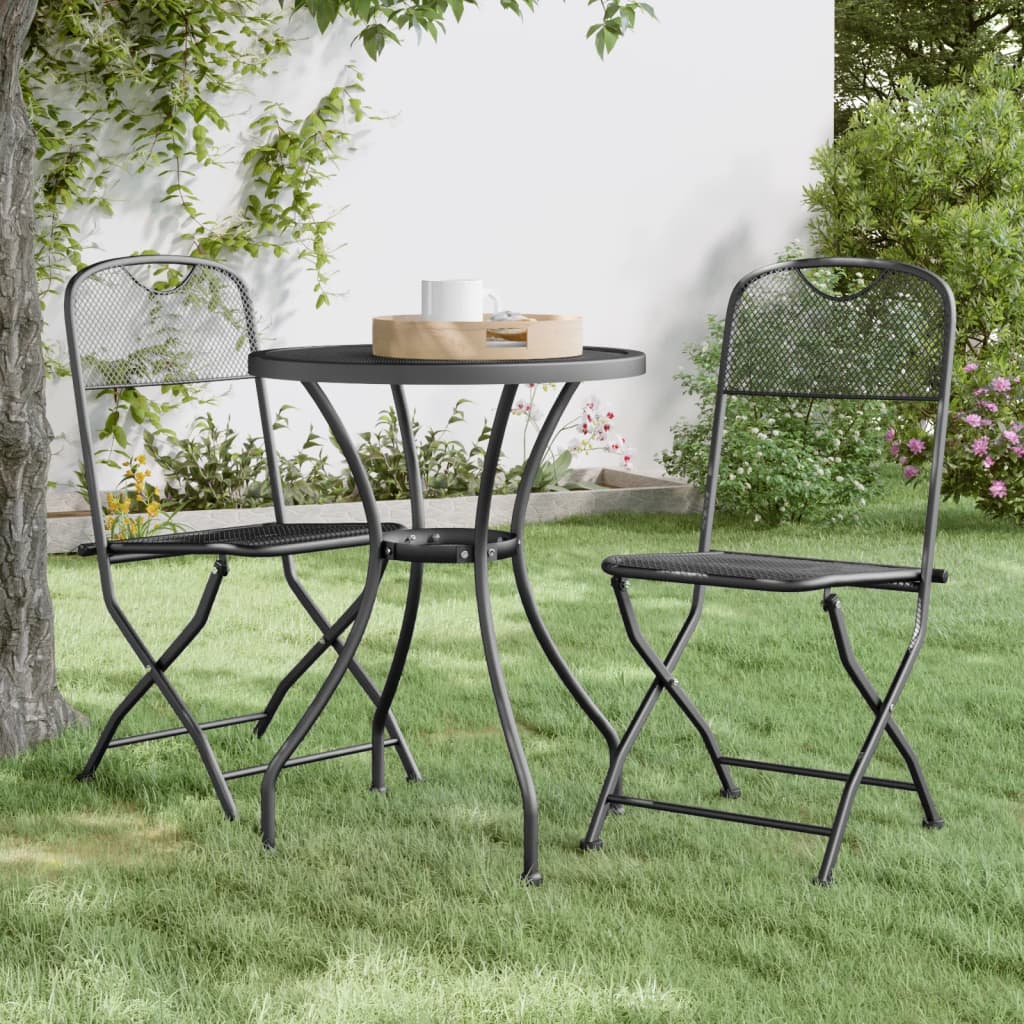 vidaXL Folding Garden Chairs 2 pcs Mesh Anthracite