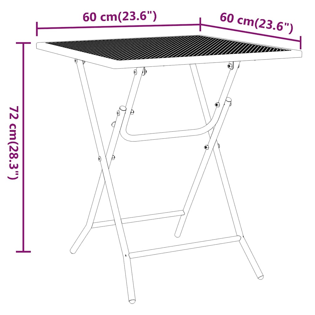 vidaXL Garden Table 60x60x72 cm Mesh Anthracite
