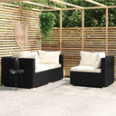 vidaXL 3-Piece Lounge Set with Cushions Poly Rattan Black