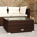 vidaXL Tuintafel 60x60x30 cm poly rattan en glas bruin