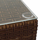 vidaXL Tuintafel 60x60x30 cm poly rattan en glas bruin