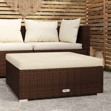 vidaXL Footrest with Cushion 70x70x30 cm Poly Rattan Black