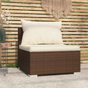 vidaXL Tuinmiddenbank met kussens poly rattan zwart