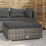 vidaXL Footrest with Cushion 70x70x30 cm Poly Rattan Black