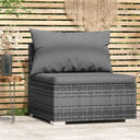 vidaXL Tuinmiddenbank met kussens poly rattan zwart