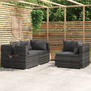 vidaXL 3-Piece Lounge Set with Cushions Poly Rattan Black