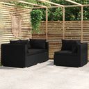 vidaXL 3-Piece Lounge Set with Cushions Poly Rattan Black