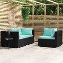 vidaXL 3-Piece Lounge Set with Cushions Poly Rattan Black