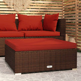 vidaXL Footrest with Cushion 70x70x30 cm Poly Rattan Black