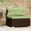 vidaXL Tuinmiddenbank met kussens poly rattan zwart