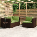 vidaXL 3-Piece Lounge Set with Cushions Poly Rattan Black