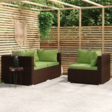 vidaXL 3-delige Loungeset met kussens poly rattan zwart
