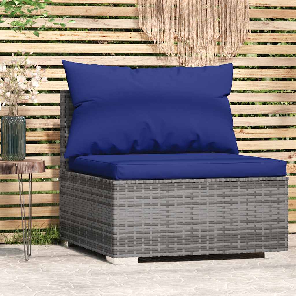 vidaXL Tuinmiddenbank met kussens poly rattan zwart