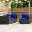 vidaXL 3-Piece Lounge Set with Cushions Poly Rattan Black