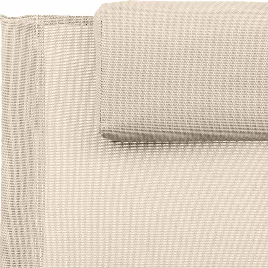 vidaXL Ligstoel met kussen staal en textileen crèmekleurig