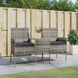vidaXL Banquette de jardin 2 places avec tafeltje poly rotin couleur antraciet