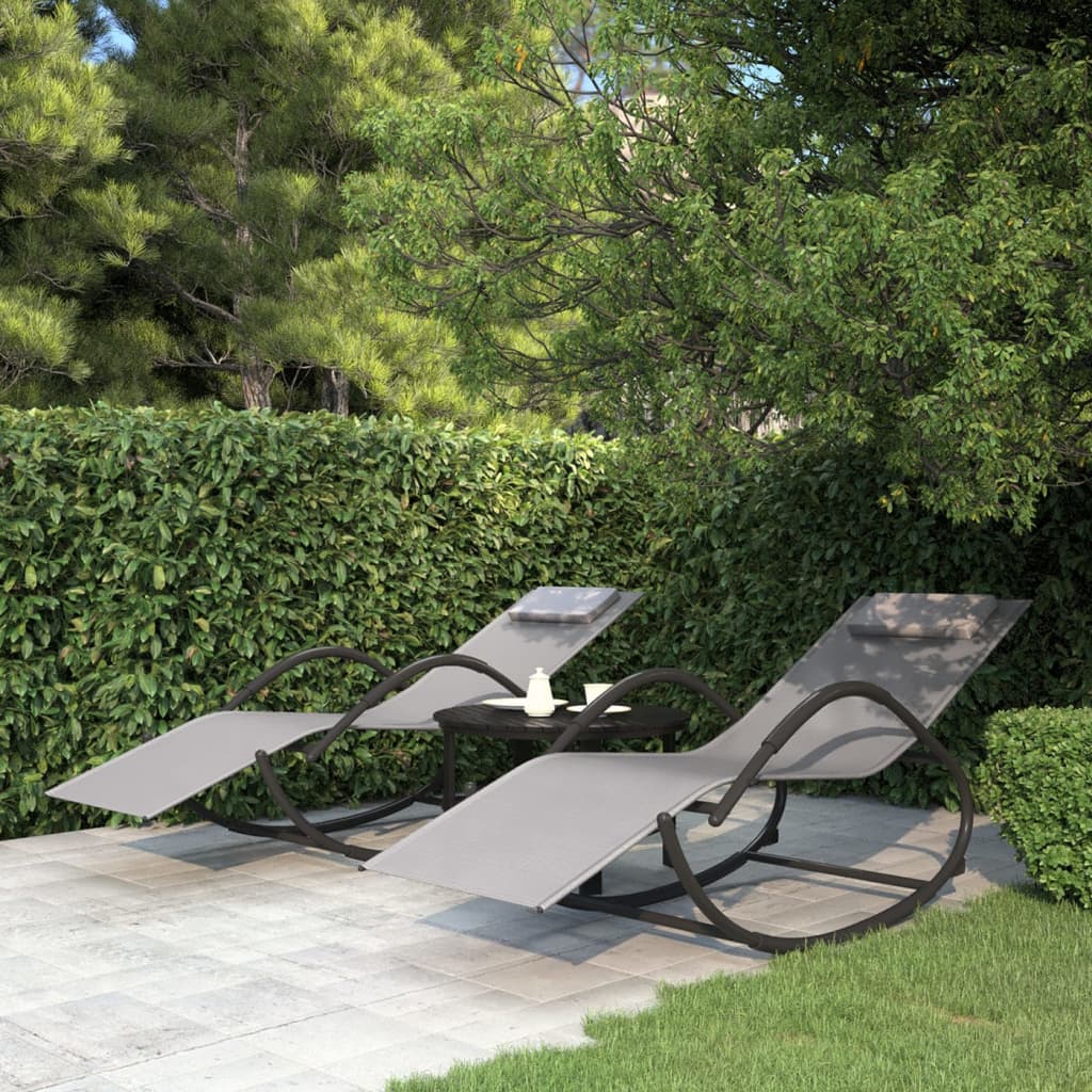 vidaXL Sun Lounger Rocking Steel and Textilene Black