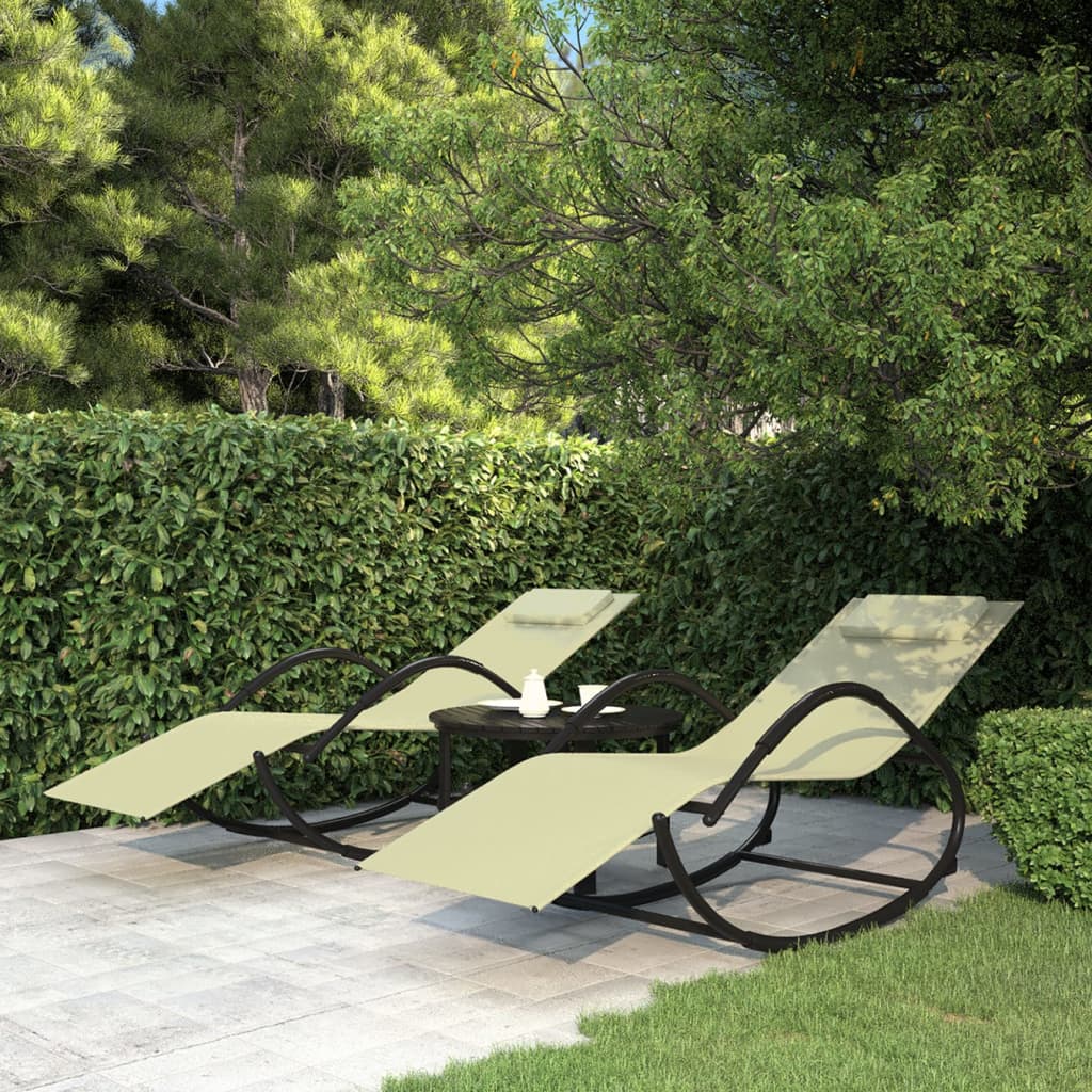 vidaXL Sun Lounger Rocking Steel and Textilene Black
