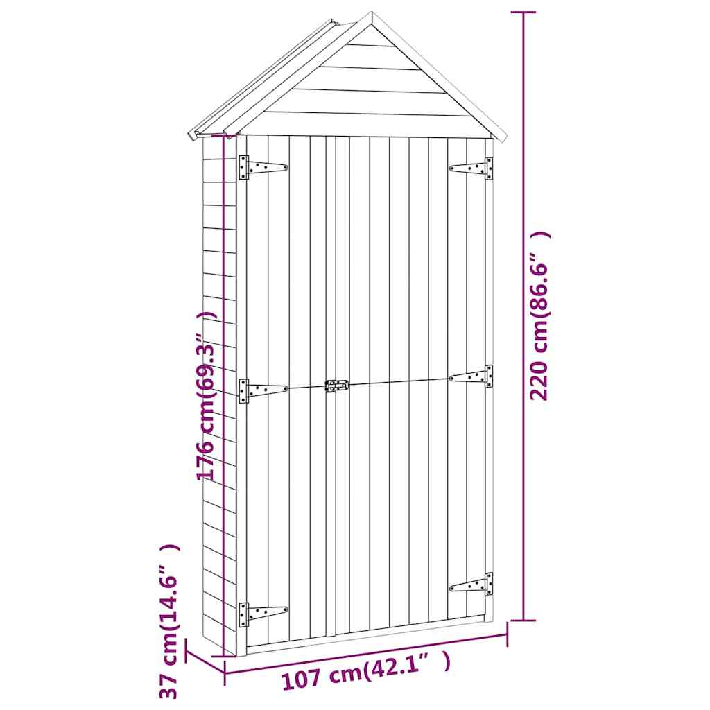 vidaXL Tuinschuur 107x37x220 cm geïmpregneerd massief grenenhout