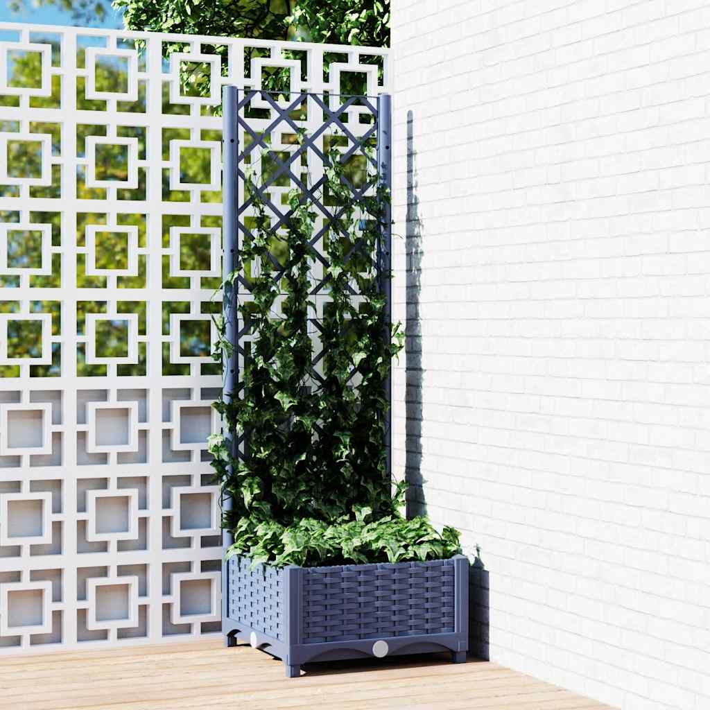 vidaXL Planter with Trellis 40x40x121.5 cm Polypropylene