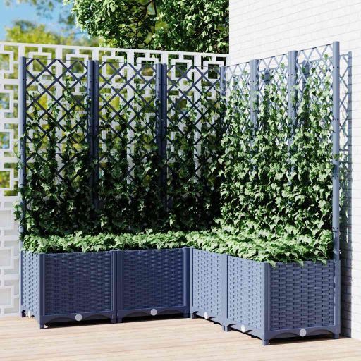 vidaXL Planter with Trellis 40x40x121.5 cm Polypropylene