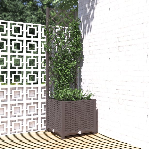 vidaXL Planter with Trellis 40x40x121.5 cm Polypropylene