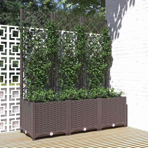 vidaXL Planter with Trellis 40x40x121.5 cm Polypropylene