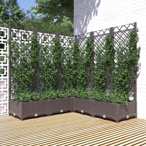 vidaXL Planter with Trellis 40x40x121.5 cm Polypropylene
