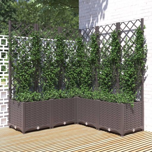 vidaXL Planter with Trellis 40x40x121.5 cm Polypropylene