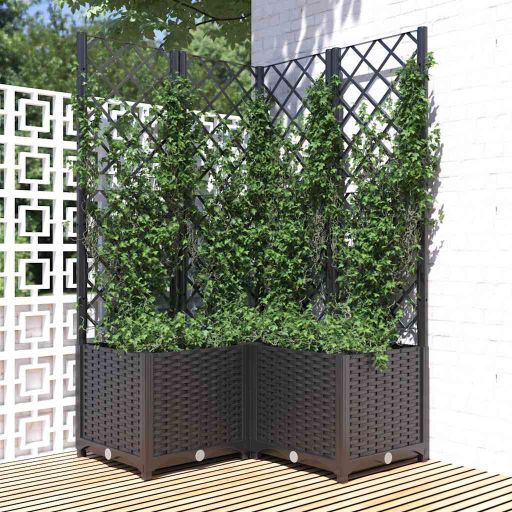 vidaXL Planter with Trellis 40x40x121.5 cm Polypropylene