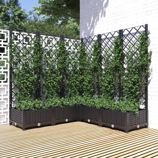 vidaXL Planter with Trellis 40x40x121.5 cm Polypropylene