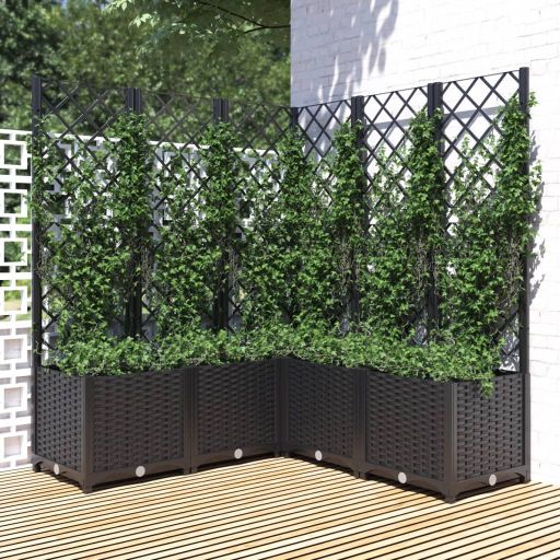 vidaXL Planter with Trellis 40x40x121.5 cm Polypropylene