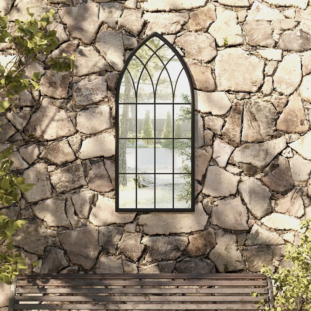 vidaXL Garden Mirror 100x45 cm Iron Sand-colored