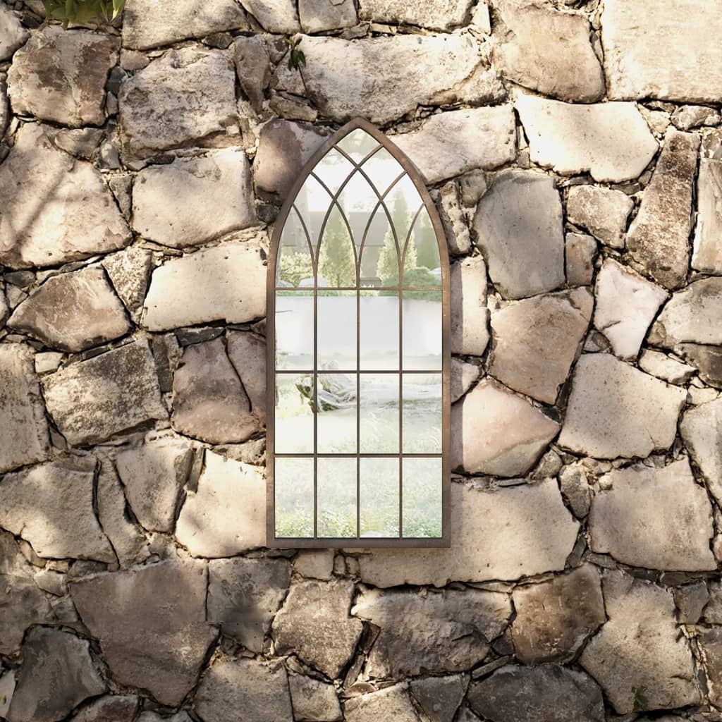 vidaXL Garden Mirror 100x45 cm Iron Sand-colored