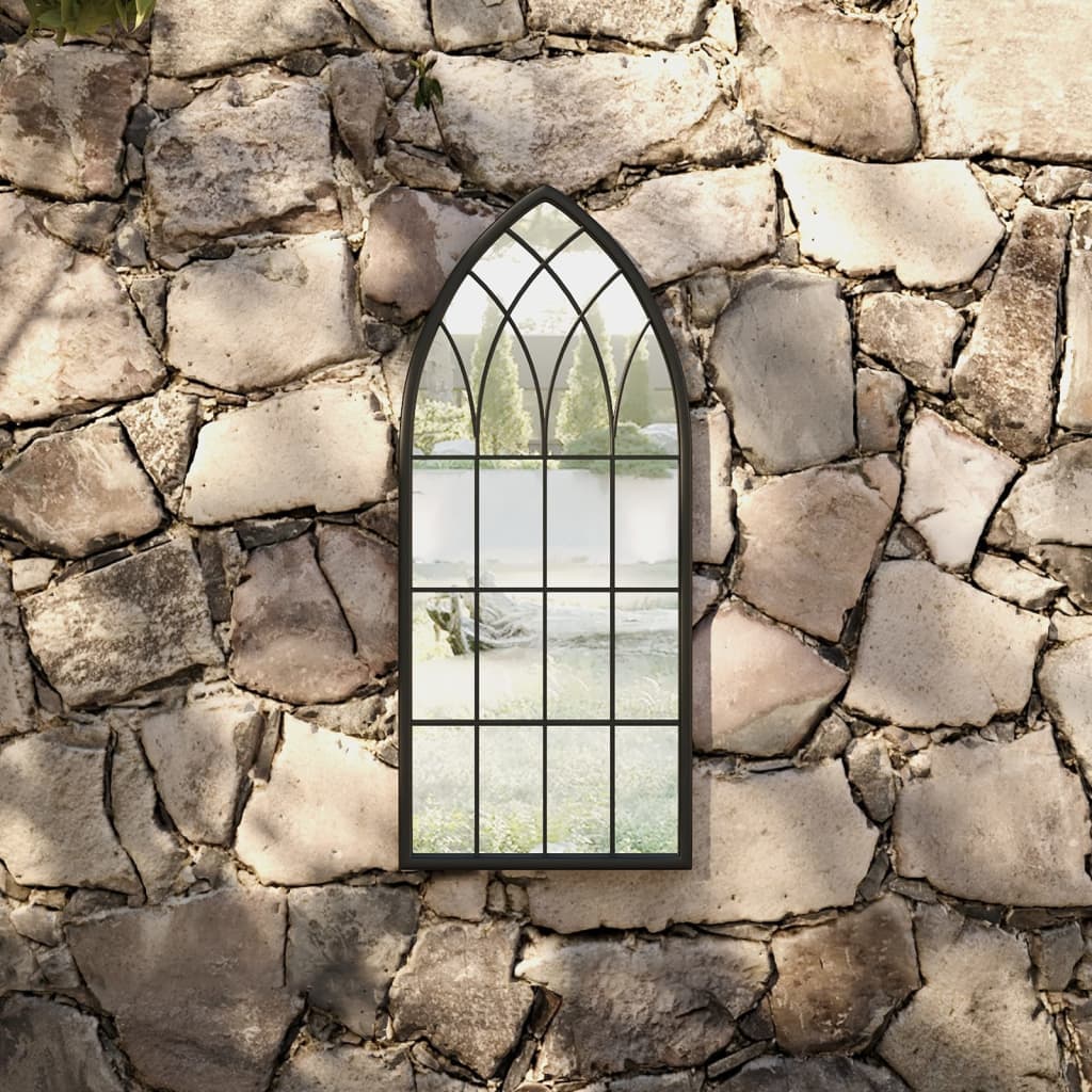 vidaXL Garden Mirror 100x45 cm Iron Sand-colored