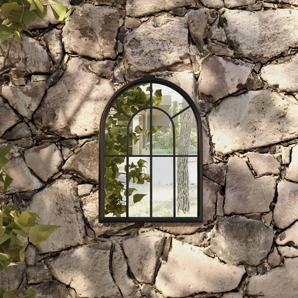 vidaXL Garden Mirror 60x45 cm Iron Sand-colored
