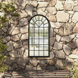 vidaXL Garden Mirror 90x45 cm Iron Sand-Colored