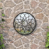 vidaXL Tuinspiegel rond 40x3 cm ijzer zandkleurig