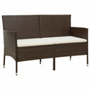 vidaXL Tuinbank 3-zits met kussen poly rattan bruin