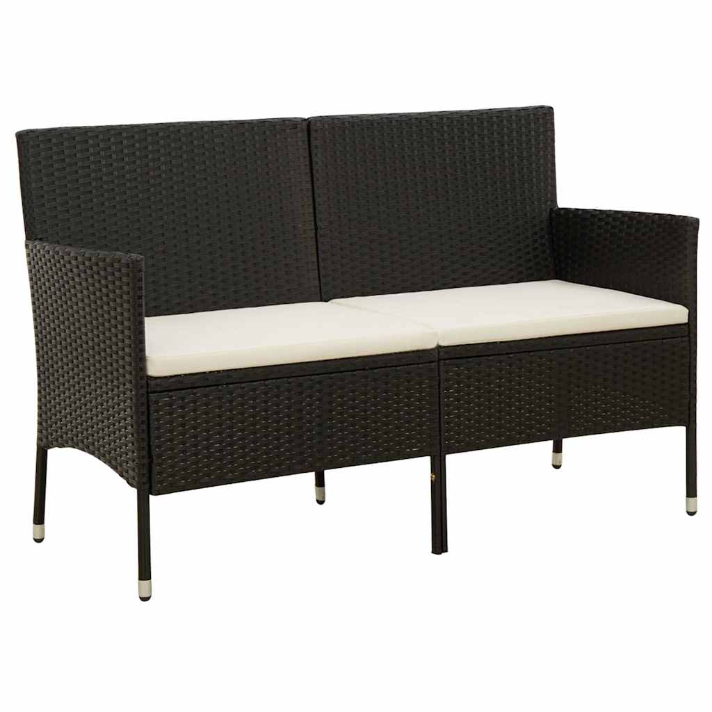 vidaXL Tuinbank 3-zits met kussen poly rattan bruin