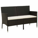 vidaXL Tuinbank 3-zits met kussen poly rattan bruin