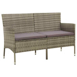 vidaXL Tuinbank 3-zits met kussen poly rattan bruin