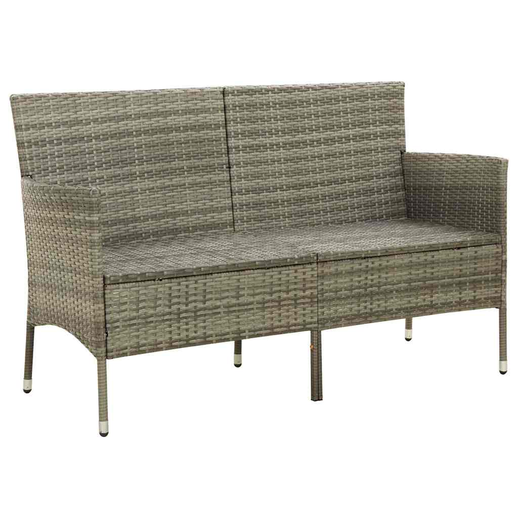 vidaXL Tuinbank 3-zits met kussen poly rattan bruin