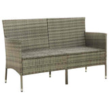 vidaXL Tuinbank 3-zits met kussen poly rattan bruin