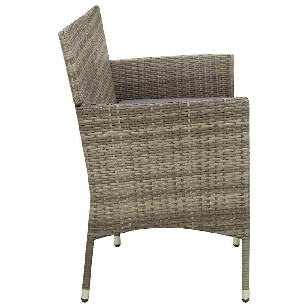 vidaXL Tuinbank 3-zits met kussen poly rattan bruin