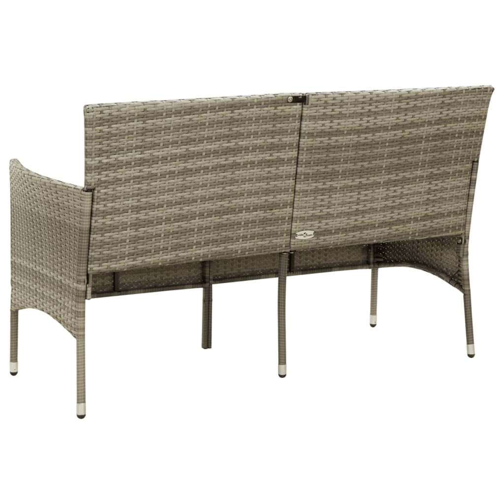 vidaXL Tuinbank 3-zits met kussen poly rattan bruin